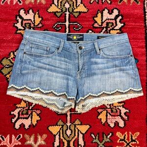 Lucky Brand Women's Blue Patterned Jean Shorts